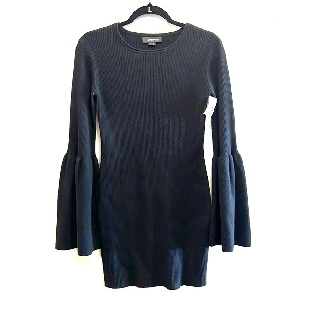 The Perfext Long sleeve Black Cashmere mini dress